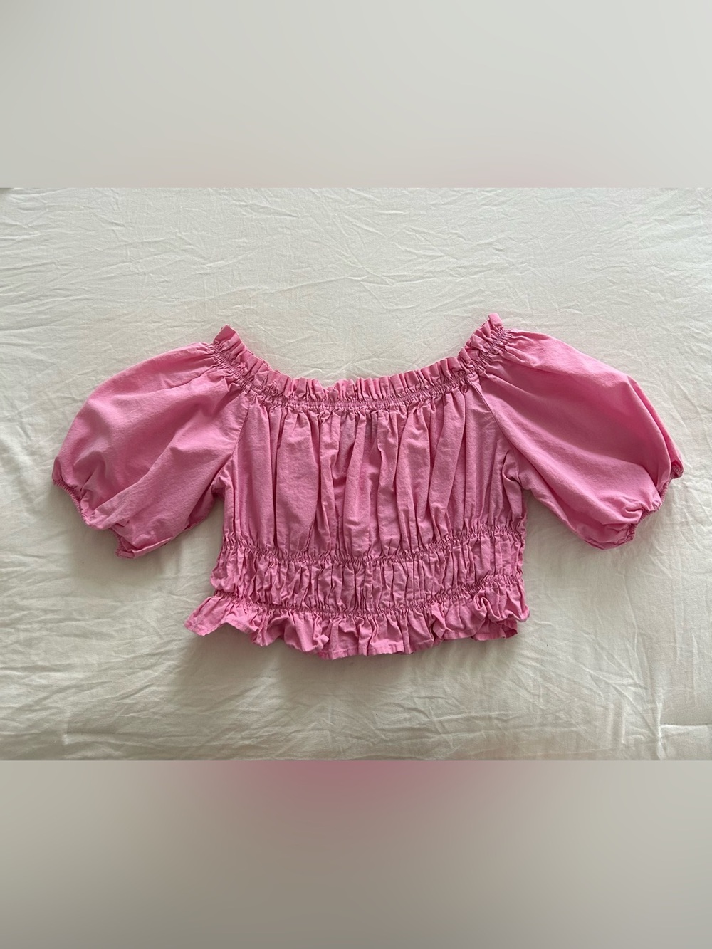 Zara Pink Off-Shoulder Ruffle Crop Top